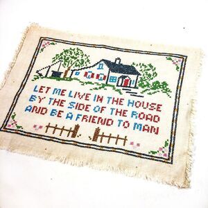 Vintage Cross Stitch Embroidery Sampler Home Friend Wall Decor